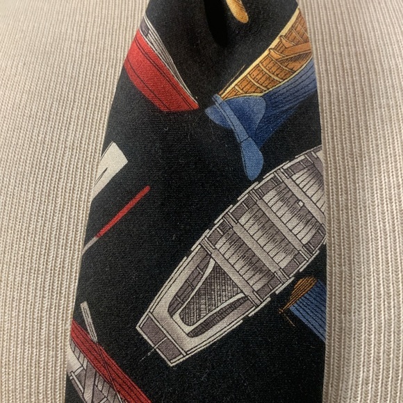 CANOES ROWBOATS OARS PRINT NECKTIE BOATING OUTFITTERS OUTDOORS CAMPING - Picture 3 of 13